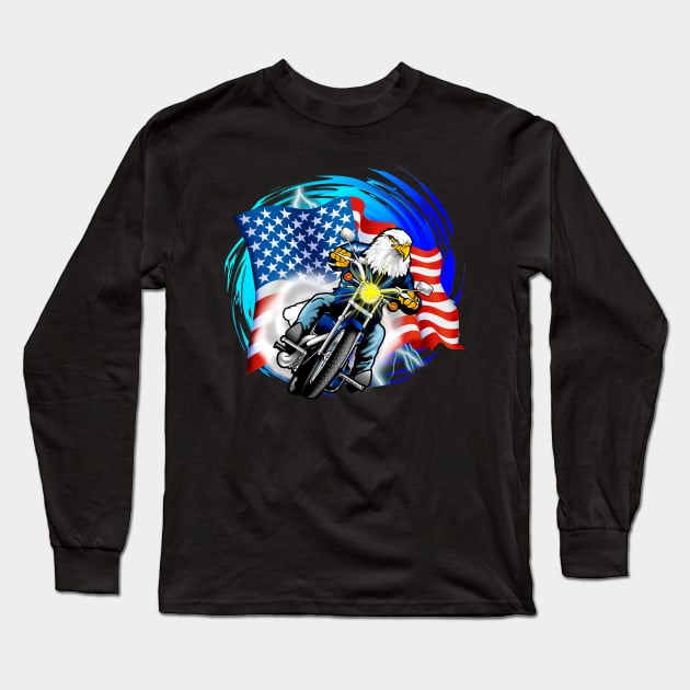 Eagle Rider Long Sleeve T-Shirt by the Mad Artist